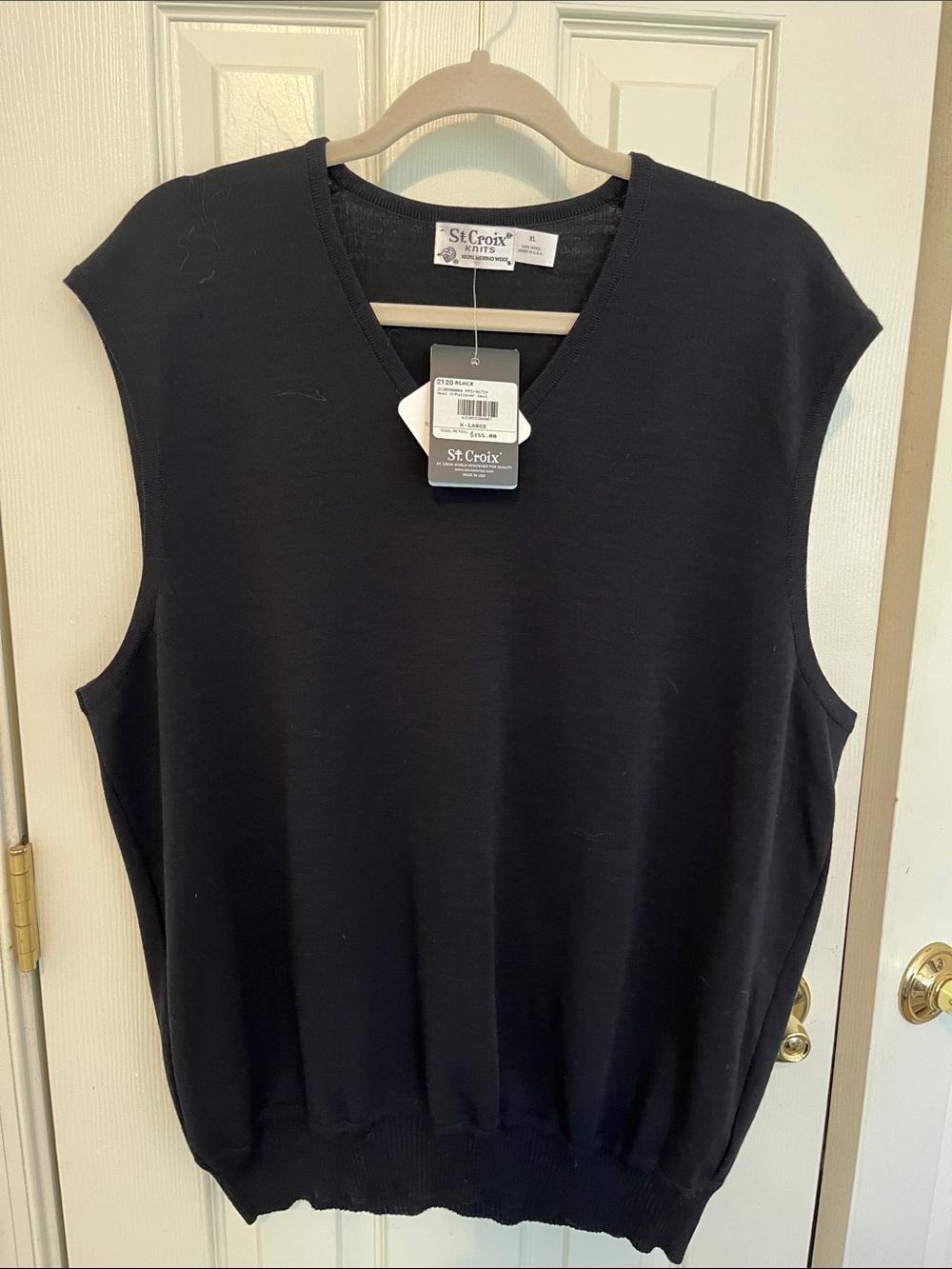 Men’s Black St. Croix Wool Sweater Vest Size XL NWT